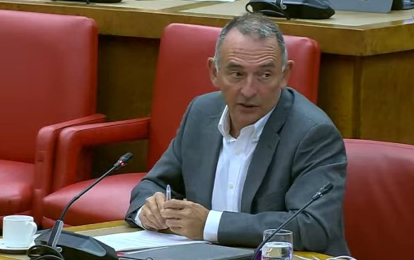 Enrique Santiago durante su intervención de esta mañana en la Comisión de Interior del Congreso.