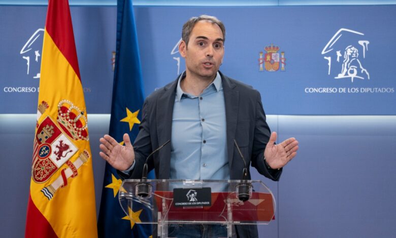 Toni Valero durante la rueda de prensa de esta mañana en el Congreso