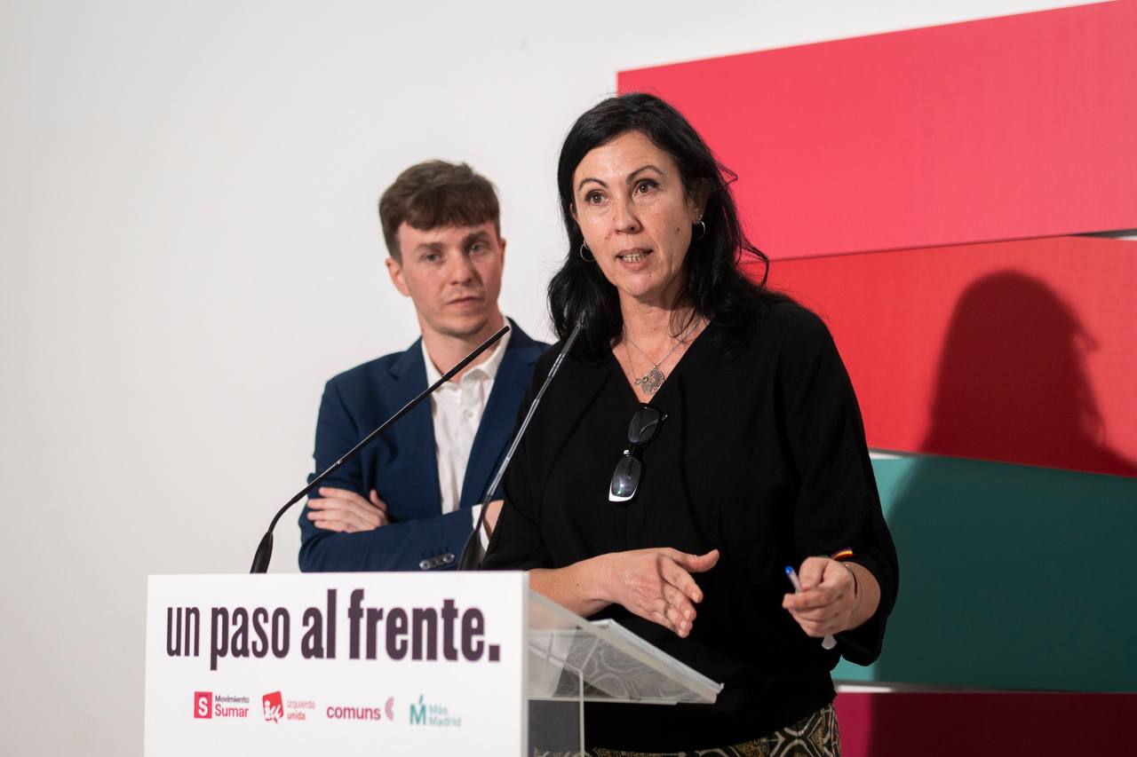 Eva García Sempere durante la rueda de prensa ofrecida esta mañana junto a Eduardo Rubiño en Madrid